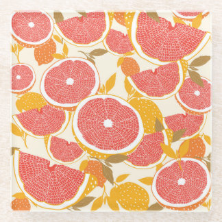 Grapefruitscheiben mit Blätter Glasuntersetzer