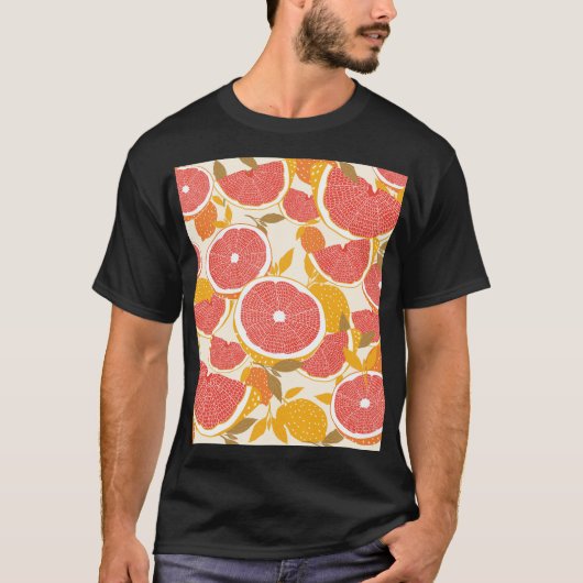 Grapefruitscheiben mit Blätter T-Shirt (Vorderseite)