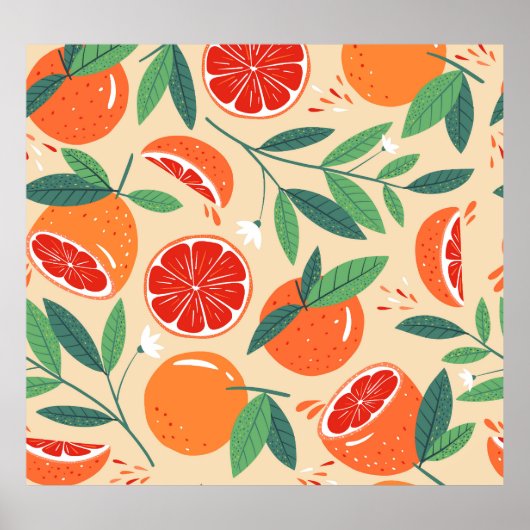 Grapefruitscheiben, modernes, nahtloses Muster. Poster (Vorne)
