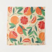 Grapefruitscheiben, modernes, nahtloses Muster. Wandteppich (Vorderseite (Horizontal))