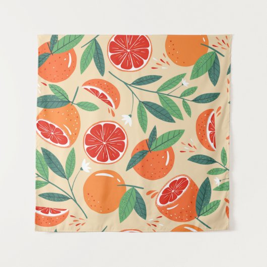 Grapefruitscheiben, modernes, nahtloses Muster. Wandteppich (Vorderseite)
