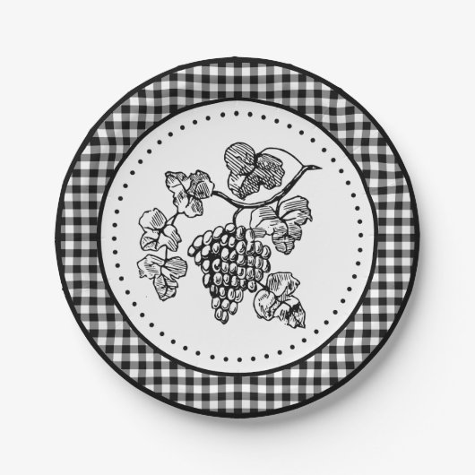 Grapes Gingham Pappteller (Vorderseite)