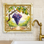 Grapes Vineyard Gold Ceramic Tile Fliese