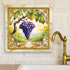 Grapes Vineyard Gold Ceramic Tile Fliese
