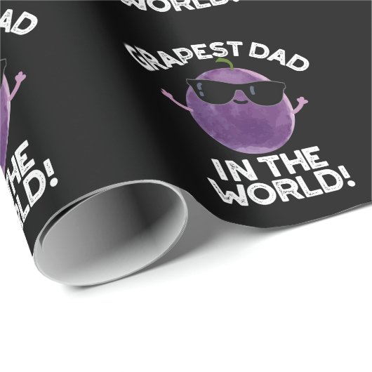 Grapest Vater in der Welt Funny Fruit Pun Dark BG Geschenkpapier (Rolleneckpunkt)