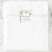 Grapevine Elegant Wedding Vielen Dank | Weinberg Quadratischer Aufkleber (Tasche)