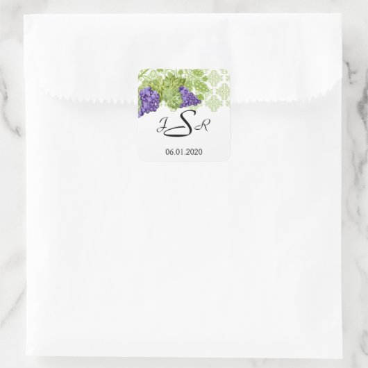 Grapevine Garden Wedding Monogram Sticker (Tasche)