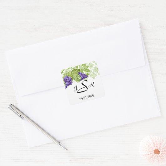 Grapevine Garden Wedding Monogram Sticker (Umschlag)