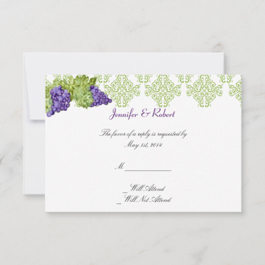 Grapevine Garden Wedding Response Card RSVP Karte (Vorderseite)