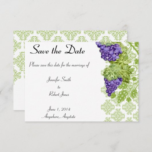 Grapevine Garden Wedding Save the Date (Vorne/Hinten)