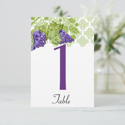 Grapevine Garden Wedding Tischnummer (Stehend Vorderseite)