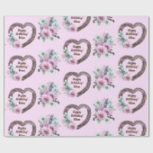 Grapevine Herz Kreath Purple Blumen Name hinzufüge Geschenkpapier (Flach)