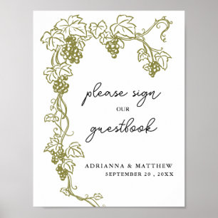 Grapevine   Italien Wedding Sign Poster