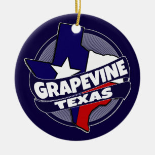 Grapevine Texas Flagge platzt Feiertagsornament Keramikornament