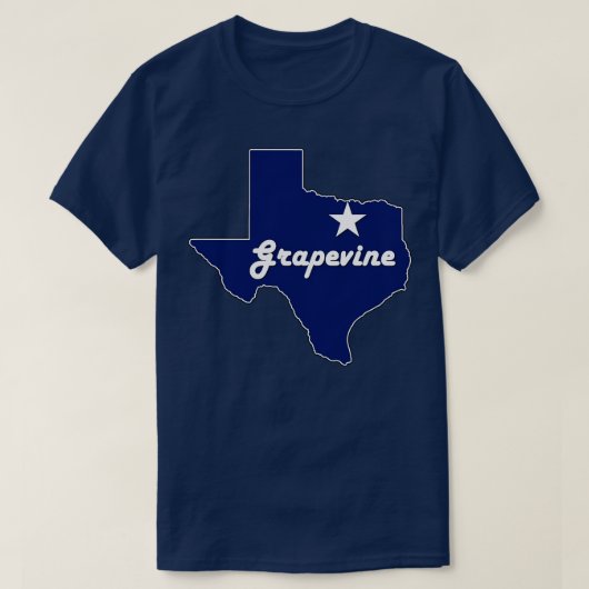 Grapevine Texas Navy Blue Lone Staat Map Texan T-Shirt (Design vorne)