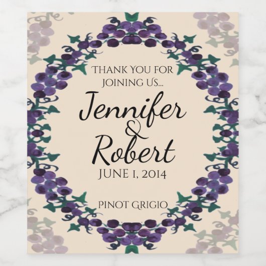 Grapevine Wedding Wreath Wine Label Weinetikett (Einzelnes Label)