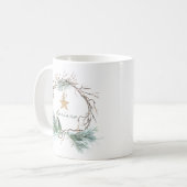 Grapevine Wreath Pine Branches Star Monogram Mug Kaffeetasse (Vorderseite Links)