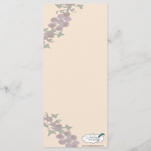 Grapevine Wreath Wedding Menu Menükarte (Rückseite)