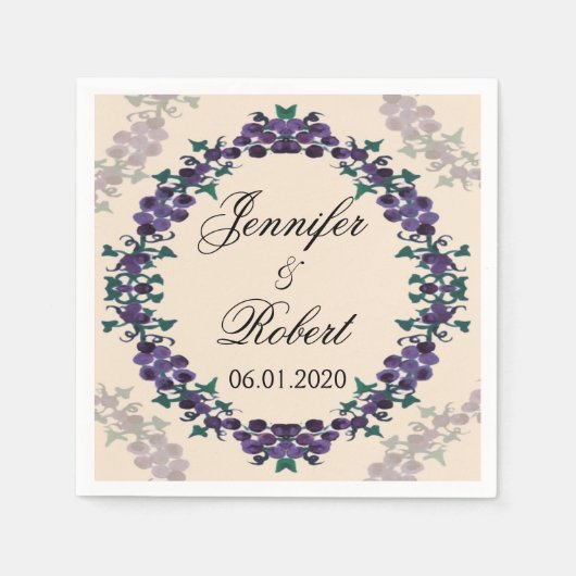 Grapevine Wreath Wedding Napkin Serviette (Vorderseite)