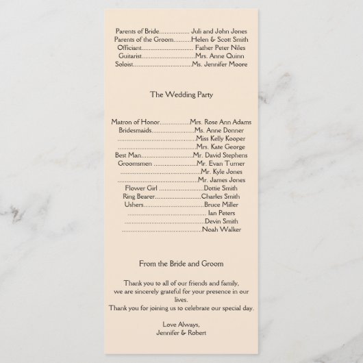 Grapevine Wreath Wedding Program Programm (Rückseite)