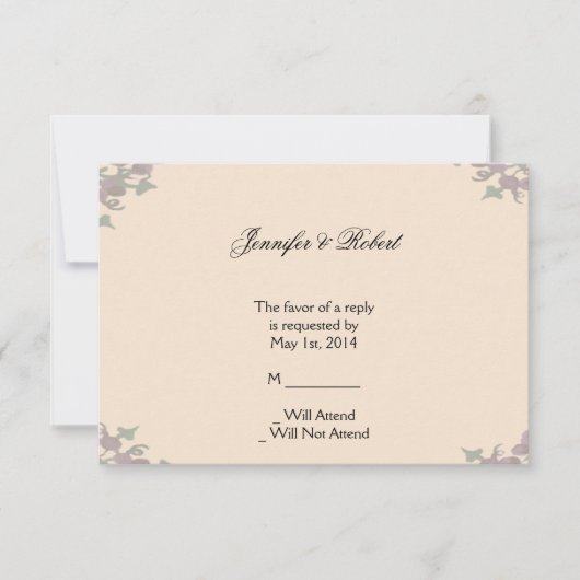 Grapevine Wreath Wedding Response Card RSVP Karte (Vorderseite)