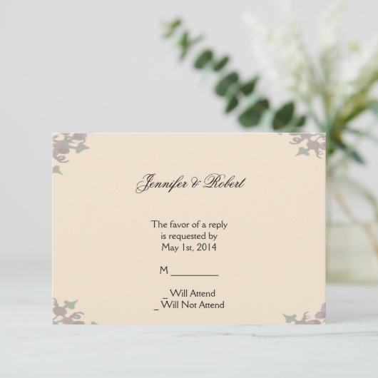 Grapevine Wreath Wedding Response Card RSVP Karte (Stehend Vorderseite)