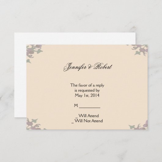 Grapevine Wreath Wedding Response Card RSVP Karte (Vorne/Hinten)
