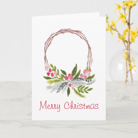 Grapevine Wreath Weihnachtskarte Karte (Gelbe Blume)