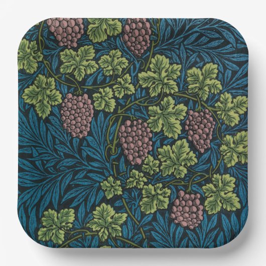  Grapevines with clusters of pink grapes  Pappteller (Vorderseite)