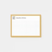 Graph Grid mit Clipboard und Pen Yellow Post-it Klebezettel (Vorderseite)
