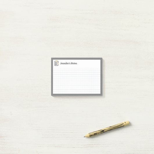 Graph Grid mit Zwischenablage und Pen Gray Post-it Klebezettel (Auf Schreibtisch)