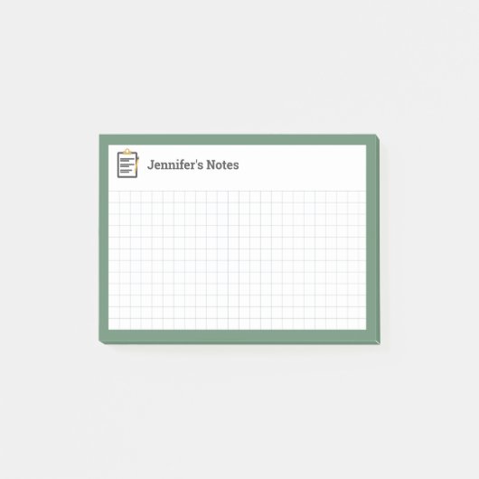 Graph Grid mit Zwischenablage und Pen Green Post-it Klebezettel (Vorderseite)