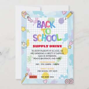 Graph Paper Back to School Supply Drive Fundraisin Einladung