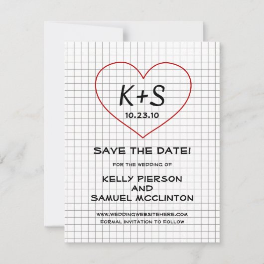 Graph Paper Save the Date (Vorderseite)
