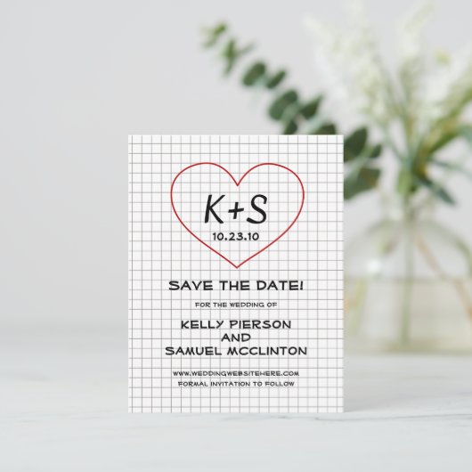 Graph Paper Save the Date (Stehend Vorderseite)