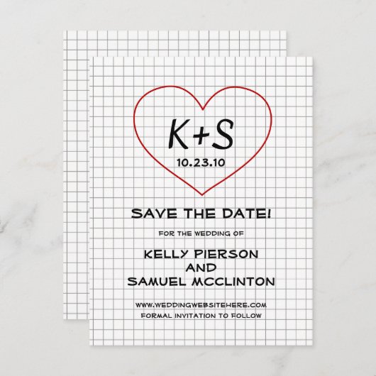 Graph Paper Save the Date (Vorne/Hinten)