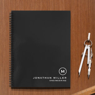 Graph Paper Simple Monogram Notebook Notizblock