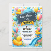 Graph Splash Bubbles Summer Duck Foam 1. Geburtsta Einladung (Vorderseite)