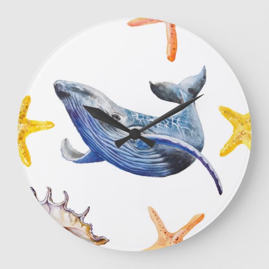 Graph Whale Große Wanduhr (Vorderseite)