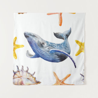 Graph Whale Wandteppich