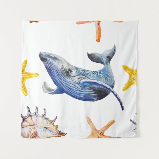 Graph Whale Wandteppich (Vorderseite)