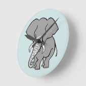 Graphic African ELEPHANT - gefährdetes Tier - Grün Runde Wanduhr (Winkel)