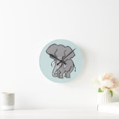 Graphic African ELEPHANT - gefährdetes Tier - Grün Runde Wanduhr (Zuhause)