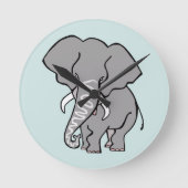 Graphic African ELEPHANT - gefährdetes Tier - Grün Runde Wanduhr (Vorderseite)