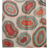 Graphic Agate Geode Coral Red Aquamarin Duwer Vorh Duschvorhang (Vorderseite)