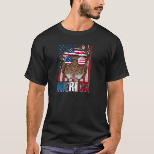 Graphic Animal Merica Liebe Guinea Pig Funny Flag T-Shirt