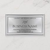 Graphic Art Designer Silver Monogram Deko Visitenkarte (Vorderseite)