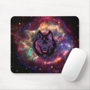 Graphic Art, Lila Illustration Cosmic Wolf Mousepad