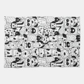 Graphic Art Line Zeichnend Hunde-Cartoon Geschirrtuch (Horizontal)