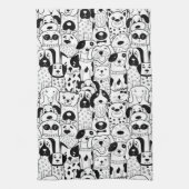 Graphic Art Line Zeichnend Hunde-Cartoon Geschirrtuch (Vertikal)